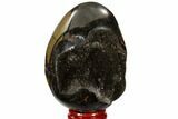 Septarian Dragon Egg Geode - Black Crystals #118752-1